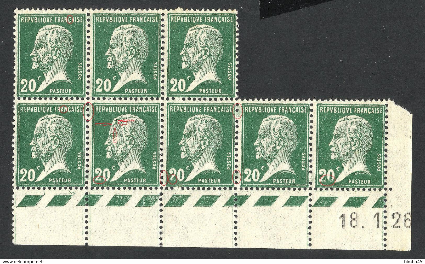 Erorrs & Varietyes  LOUIS PASTEUR 1926 MNH LUX /   Dated Corners  18.1 . 26 --early Date - ....-1929