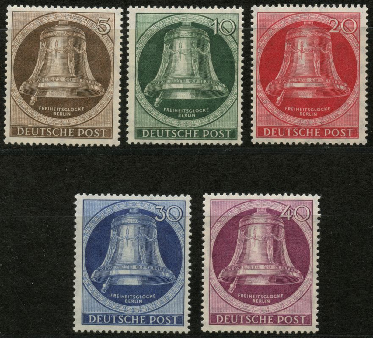 BERLIN 1951, Nr. 75-79, GLOCKE, KLÖPPEL LINKS, KOMPL. SATZ POSTFRISCH, Mi. 100,- - Andere & Zonder Classificatie