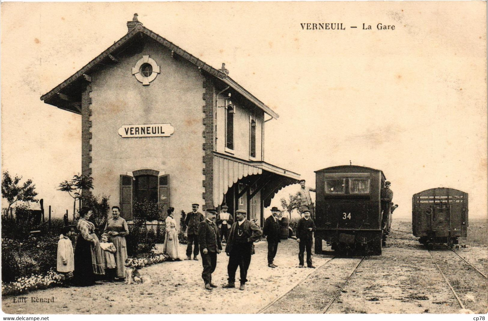 Verneuil  La Gare  CA Animée Envoyée En FM  Le 23/4/1925 Très Belle Carte Très Bon état - Other & Unclassified