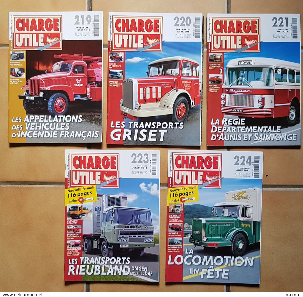 5 Magazines - Magazine , Revue ,Charge Utile- N° 219-220-221-223-224  ( Autobus,  - Camion Ancien , Camions Anciens ) - - Andere & Zonder Classificatie