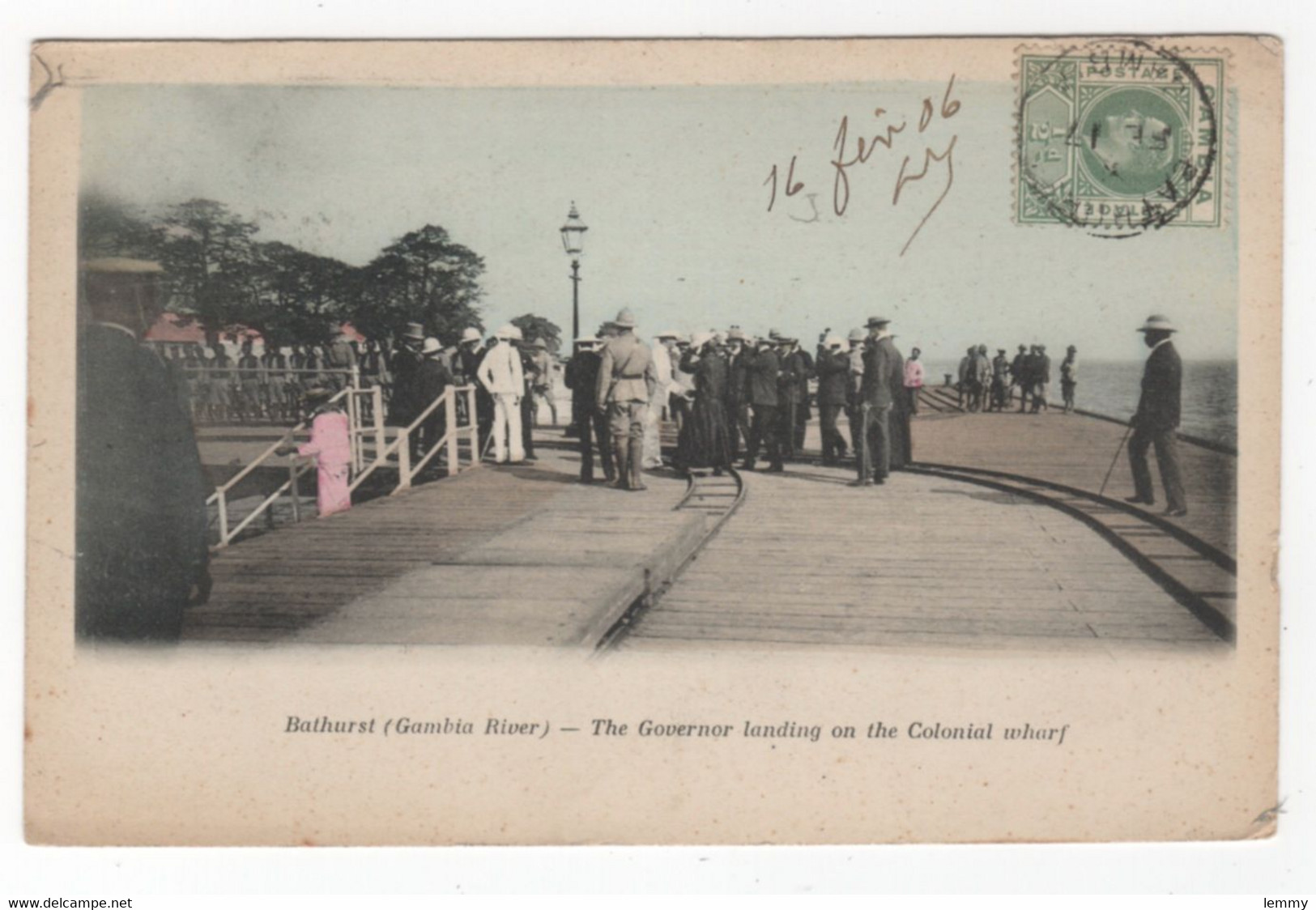 GAMBIE - GOVERNOR LANDING ON THE COLONIAL WHARF - ARRIVÉE DU GOUVERNEUR, INSPECTION DES TROUPES - PRÉCURSEUR - 1906 - Gambie