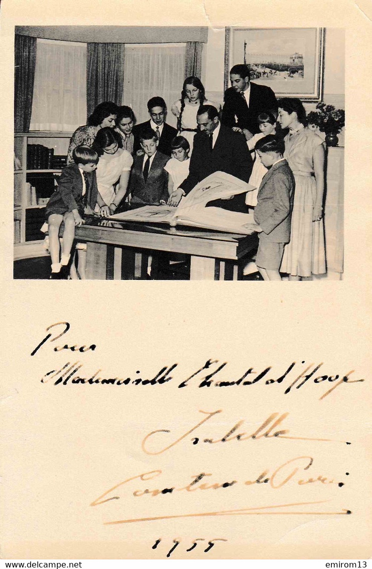 Photo De Famille Originale D’Isabelle D’Orléans Comtesse De Paris Signée En 1955 180x120mm - Signiert