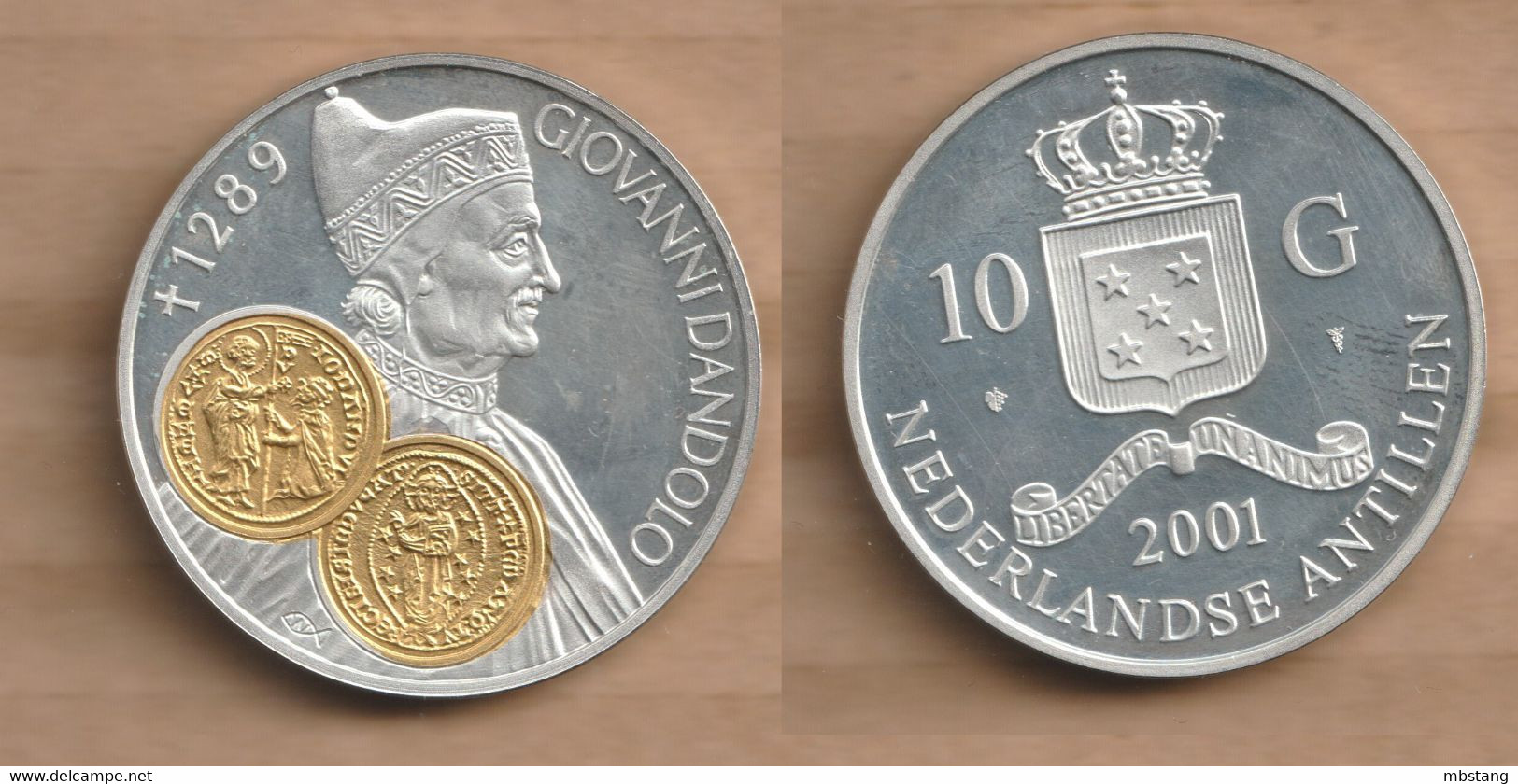 ANTILLAS HOLANDESAS 10 Gulden - Beatrix (Dandolo Ducato D'oro) 2001 Silver (.925) • 31.1035 G • ⌀ 40 Mm KM# 53 - Antilles Néerlandaises