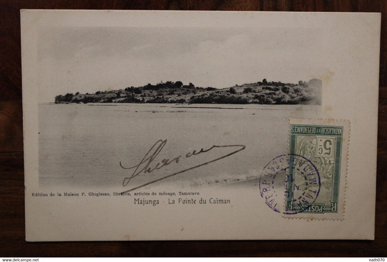 Madagascar 1916 France Cpa Ak Majunga Pointe Du Caiman Cover Colonie Cachet Bleu - Brieven En Documenten