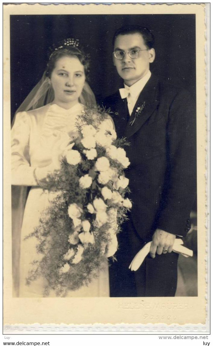 Photo  HOCHZEIT 1938 - Joseph &amp; Luise Czartka;  Photo Helene Maurer, Passau - Noces