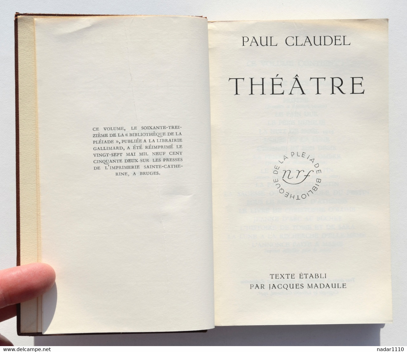 Théâtre - Paul Claudel - Volume 2 - La Pléiade - Gallimard, 1952 - La Pléiade