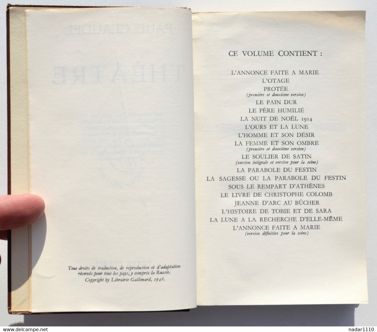 Théâtre - Paul Claudel - Volume 2 - La Pléiade - Gallimard, 1952 - La Pléiade