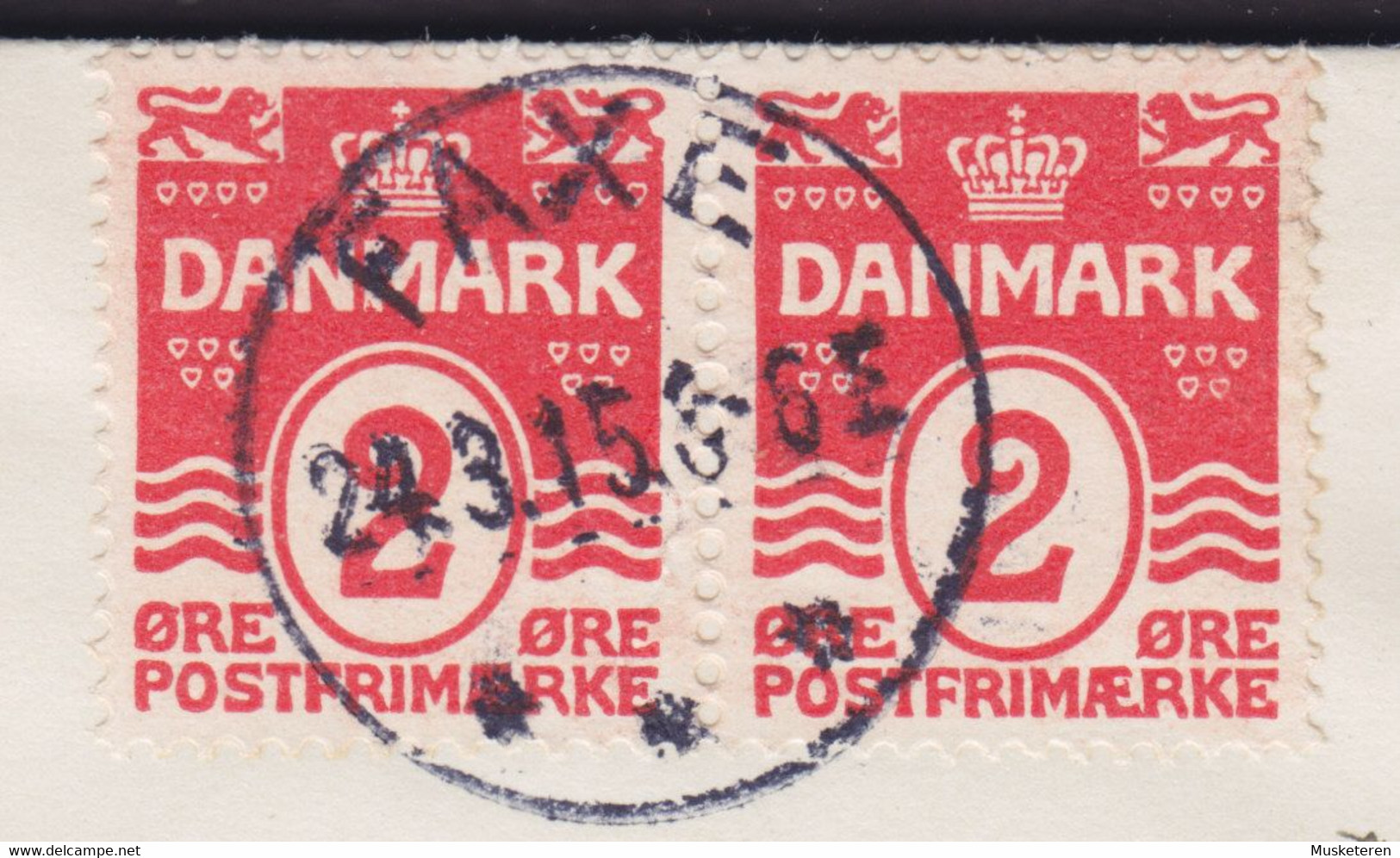 Denmark Brotype FAXE 1915 Cover Brief ØSTER EGEDE Brugsforening Pr. FAXE Wellenlinien ERROR Variety 'Lion Colour Spot' - Plaatfouten En Curiosa