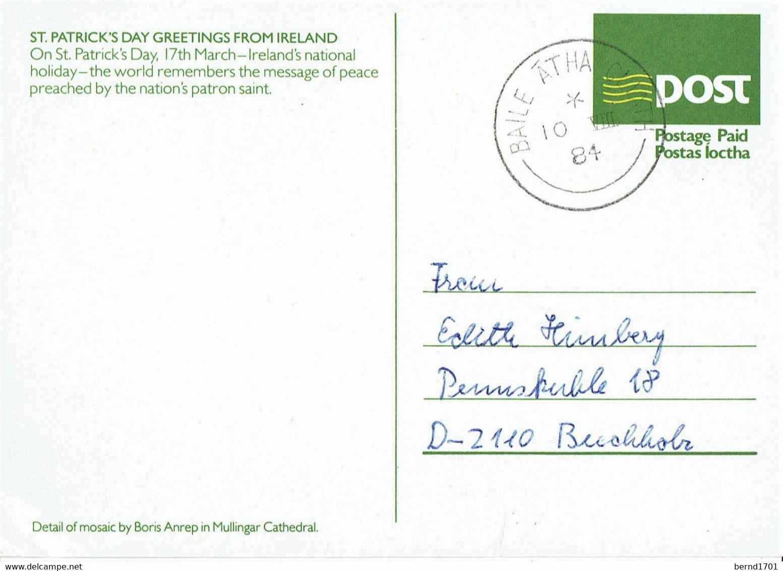 Irland / Ireland - Ganzsache Postkarte Gestempelt / Postcard Used (i665) - Interi Postali