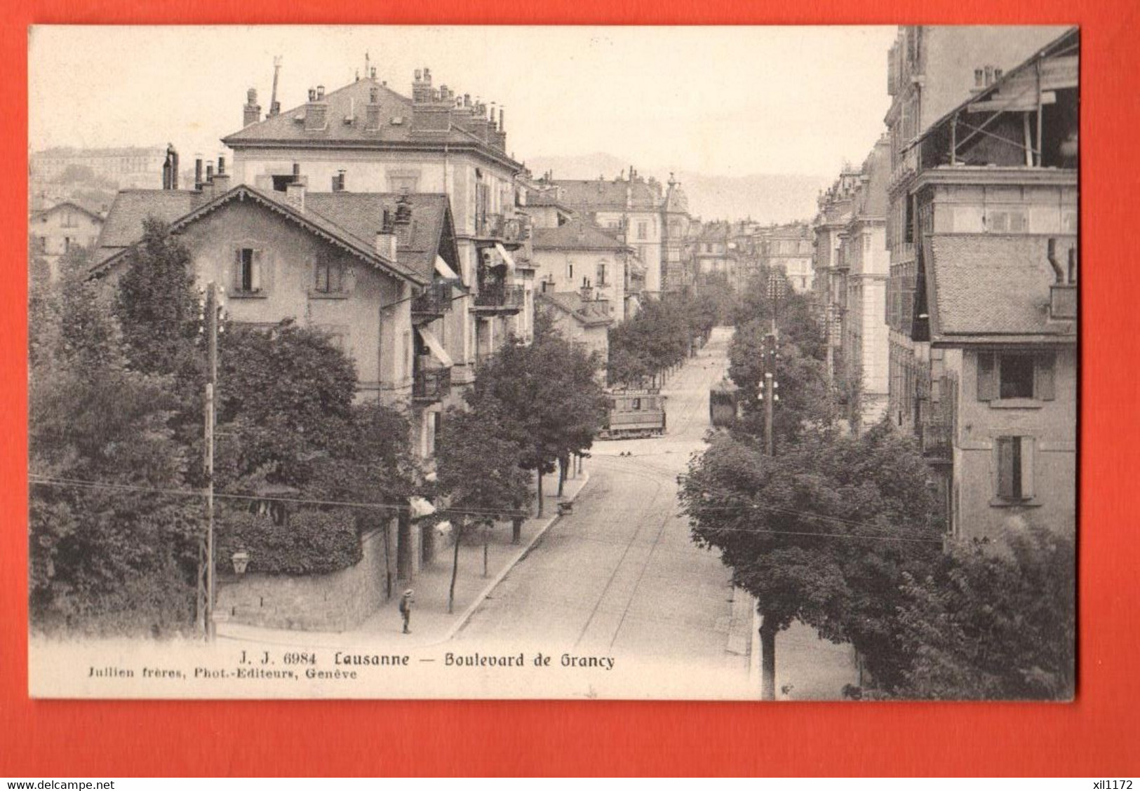 ZOA-19 RARE Lausanne, Boulevard De Grancy, Ligne De Tram. Jullien 6984 Circulé 1909 - Grancy