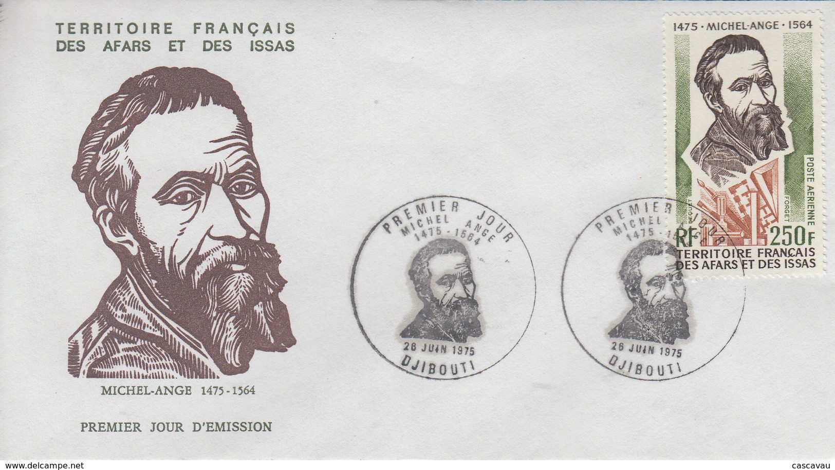 Enveloppe  FDC  1er  Jour  TERRITOIRE  FRANCAIS   Des   AFARS  Et  ISSAS    MICHEL - ANGE   1975 - Autres & Non Classés