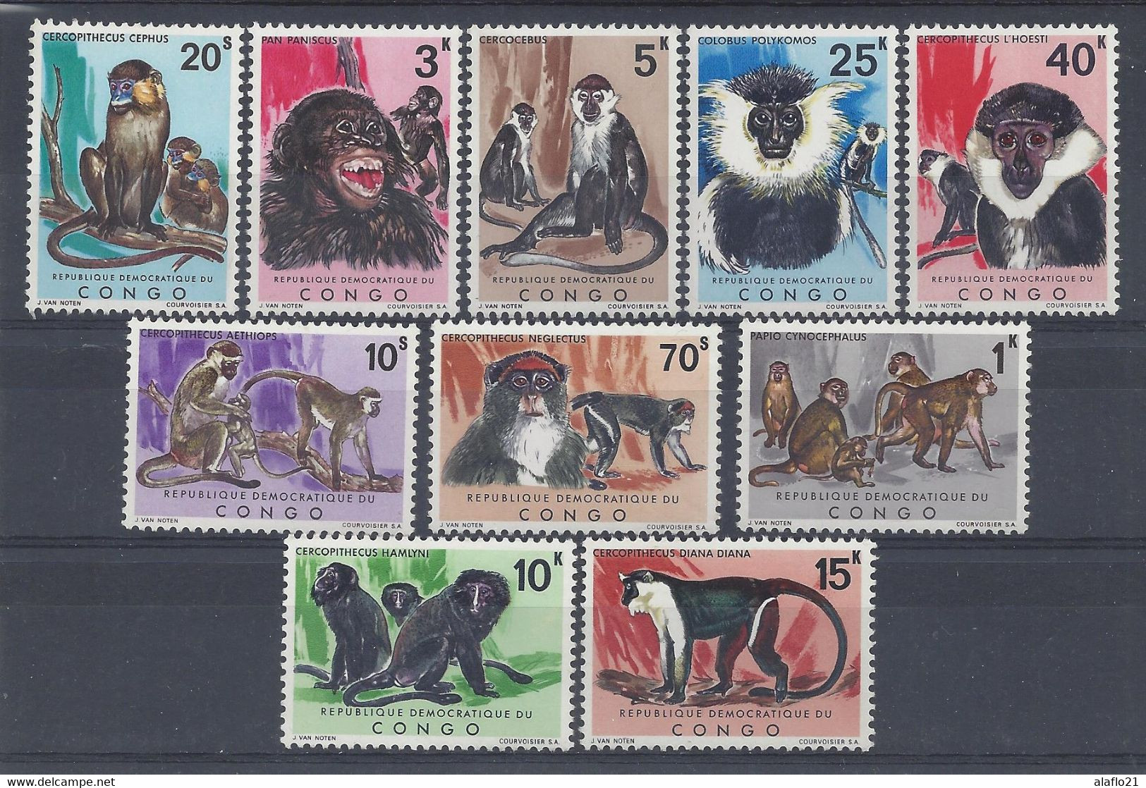 REPUBLIQUE DEMOCRATIQUE Du CONGO - SINGES - YVERT 785 à 794 - NEUFS SANS CHARNIERE - MNH - Neufs