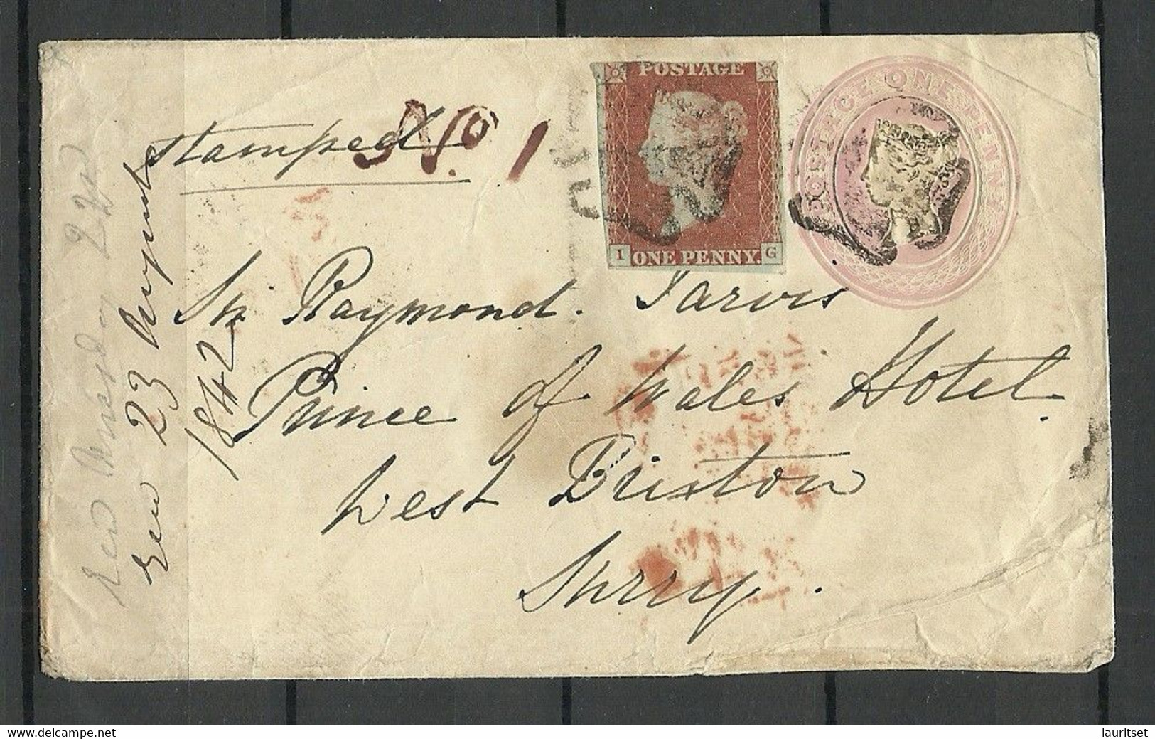 GREAT BRITAIN 1842 Postal Stationery Paid Newport Isle Of Wight Michel 3 Malthese Cross Cancels - Lettres & Documents