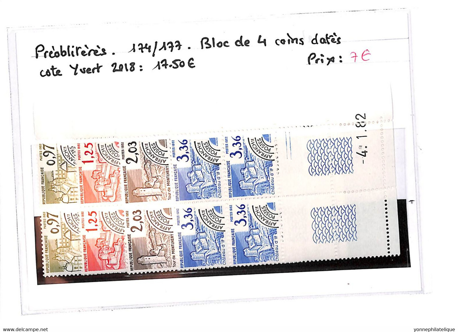 PREOBLITERE - N°174/177 Xx  Bloc De 4 Coins Datés -( Voir Scan) - Andere & Zonder Classificatie