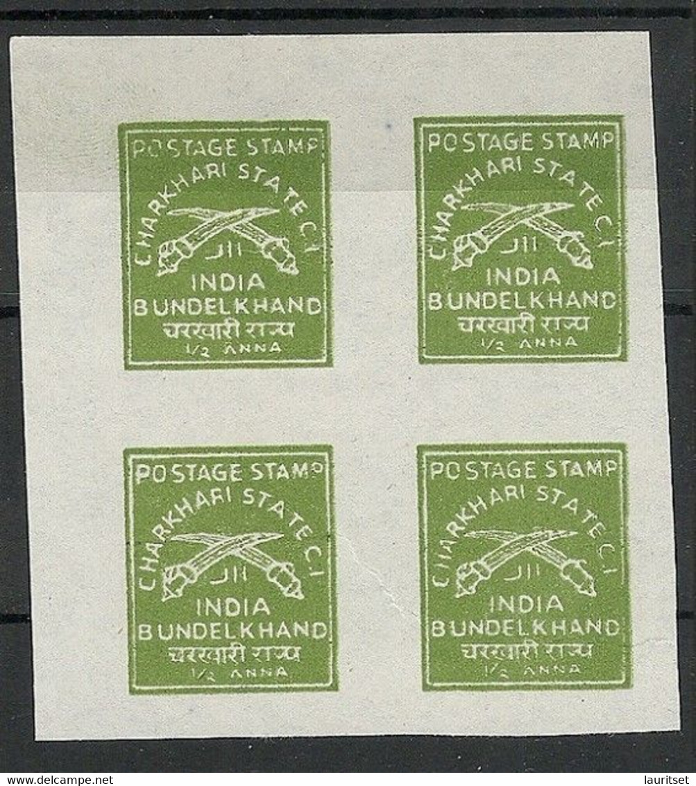 INDIA CHARKHARI State 1930 Michel 18 As 4-block MNH - Charkhari