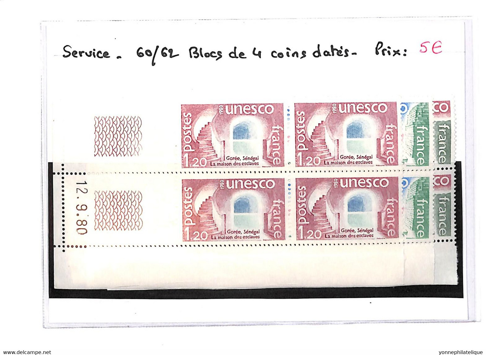 SERVICE -  Unesco - N°60/62  Xx  - Bloc De 4 Coins Datés -( Voir Scan) - Altri & Non Classificati