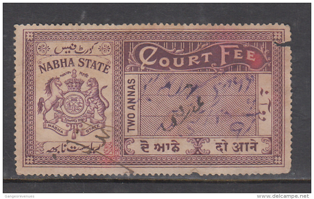 NABHA  STATE  2A  Court Fee  # 85415  India  Inde  Indien Revenue Fiscaux  Sikhism - Nabha
