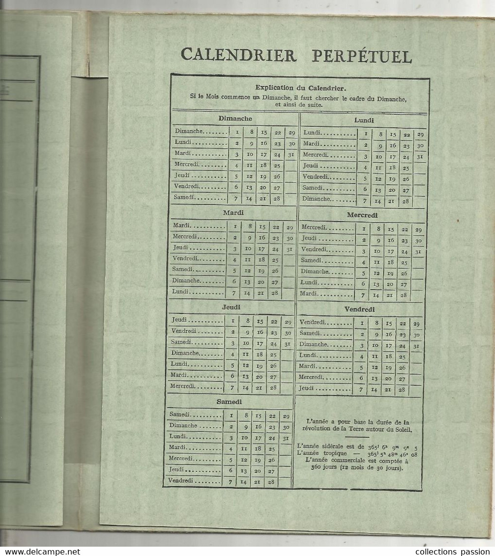 JC , Protége Cahier LABOR , Vierge , Vert , Calendrier Perpétuel , Emploi Du Temps, Tables ,2 Scans , Frais Fr 1.95 E - Book Covers