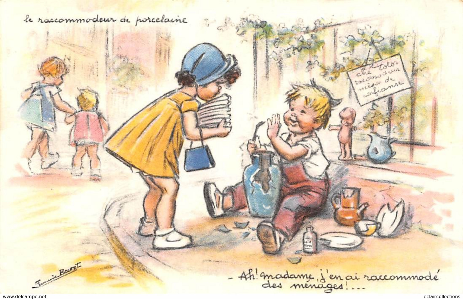 Illustrateur: Germaine  Bouret       Le Raccommodeur De Porcelaine   (voir Scan) - Bouret, Germaine