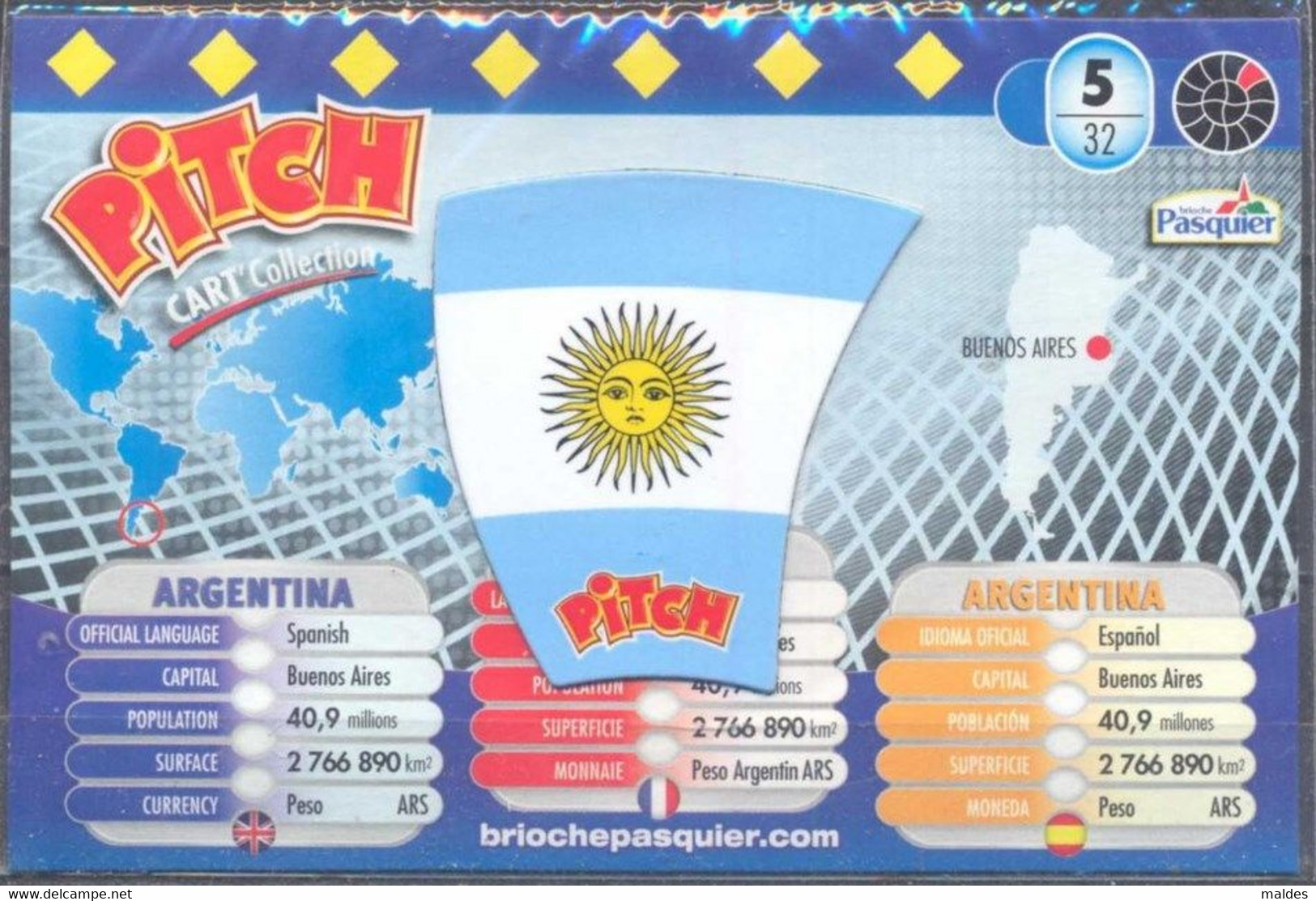 Magnet Pitch World Cup 2010 ARGENTINE 5/32 (sous Blister) - Sport