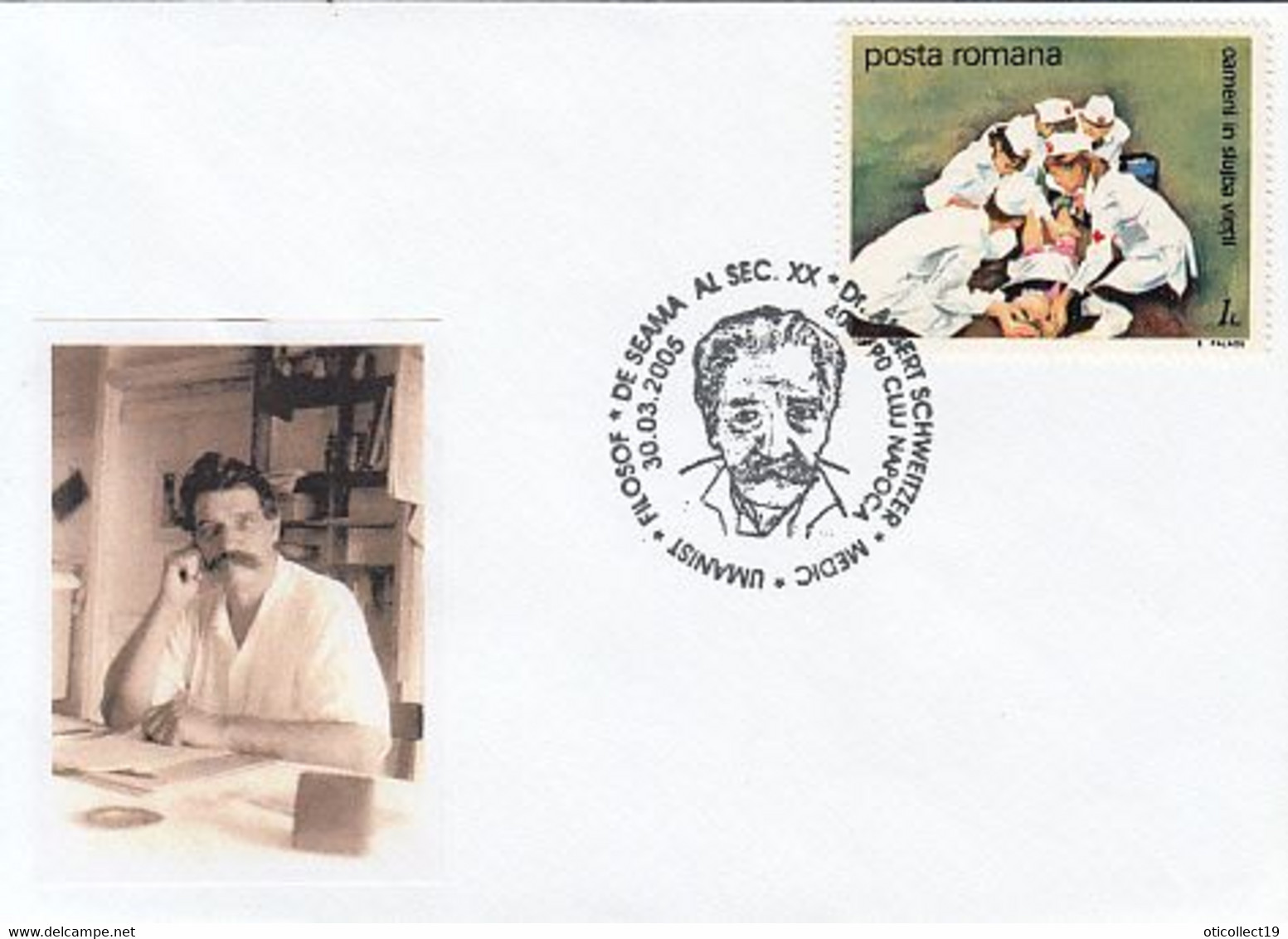 FAMOUS PEOPLE, ALBERT SCHWEITZER, SPECIAL COVER, 2005, ROMANIA - Albert Schweitzer