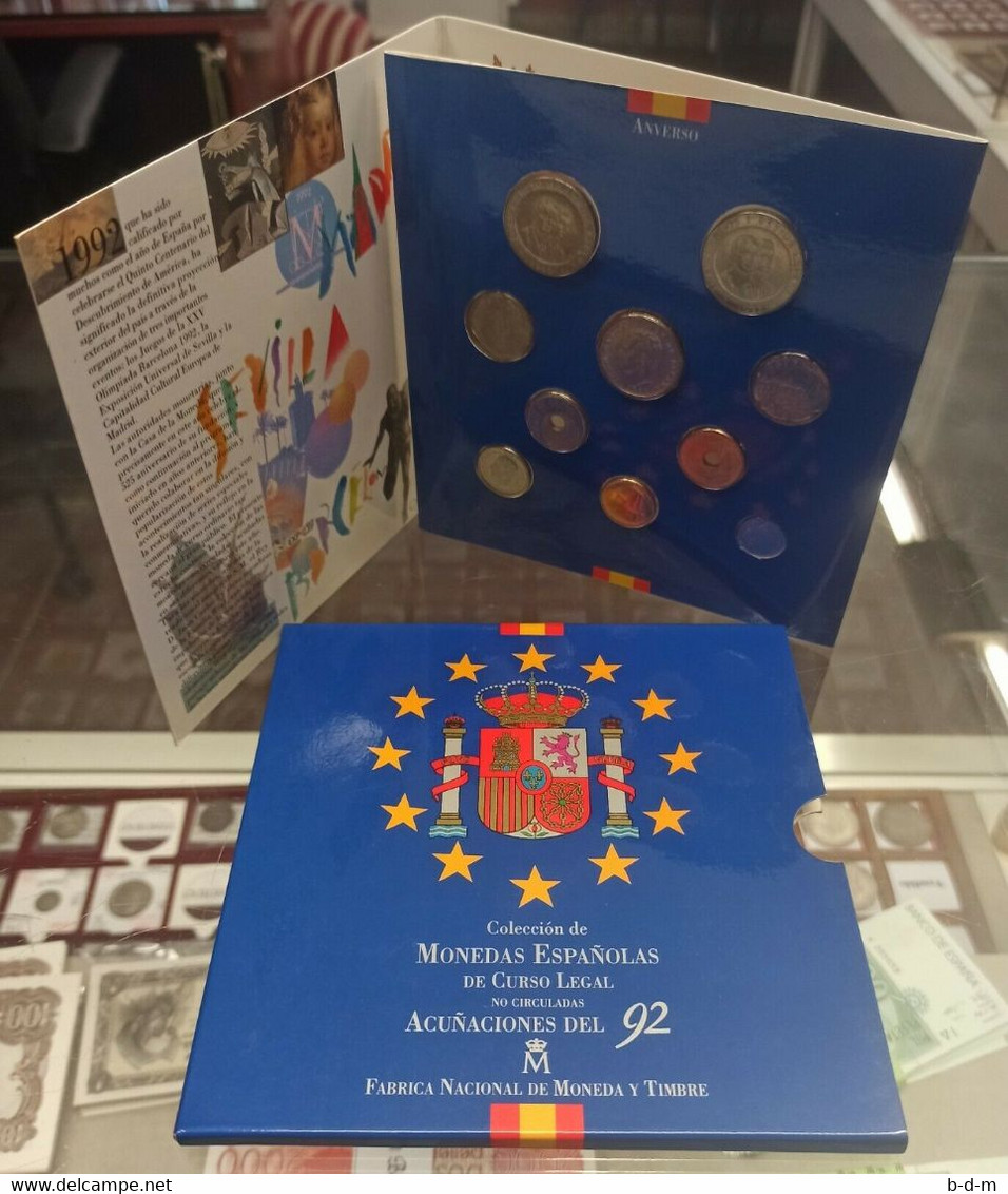 España Spain Cartera Colección Monedas Curso Legal Pesetas 1992 F.N.M.T. -  Verzamelingen