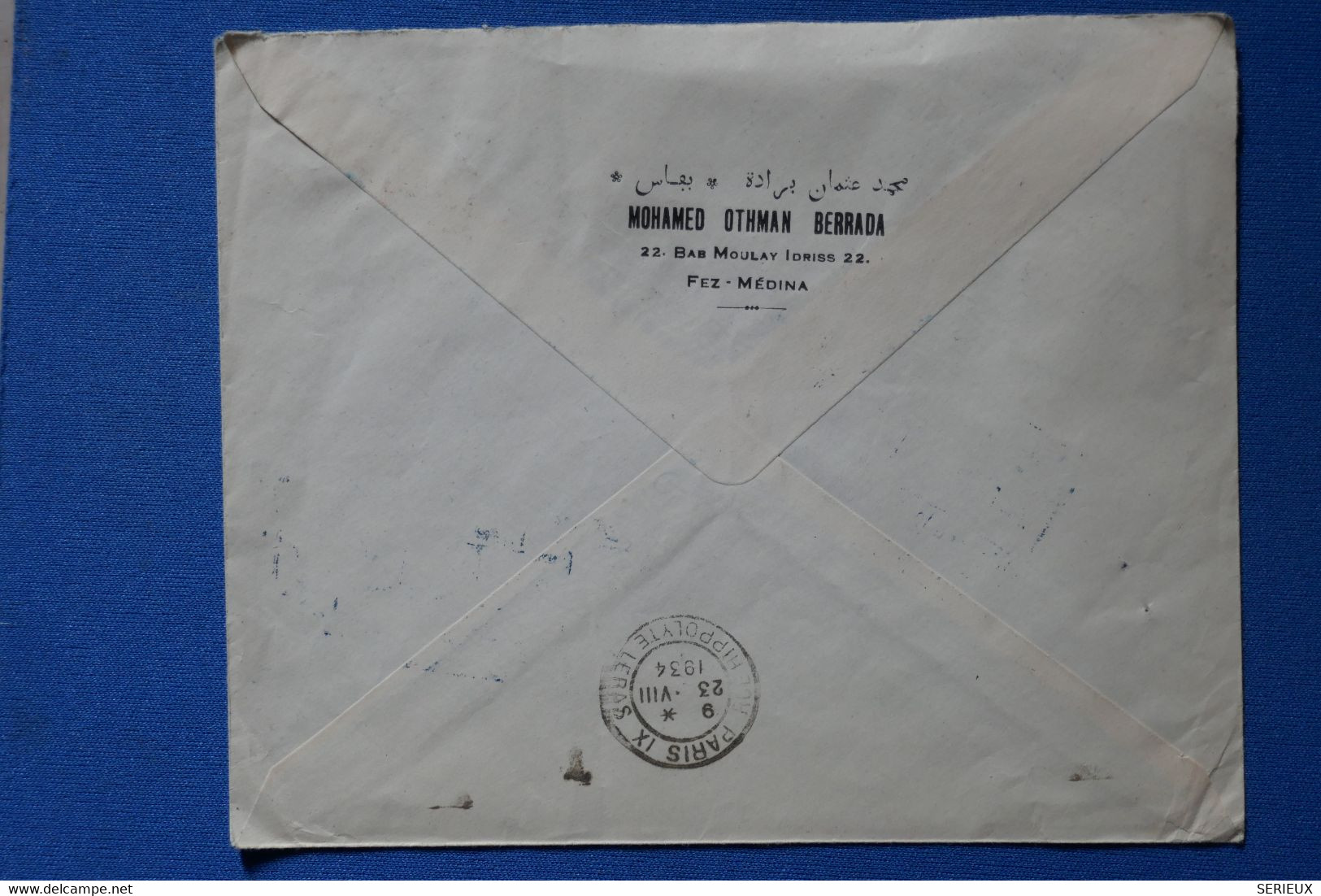 Q26 MAROC  BELLE LETTRE 1934 PAR AVION FES  POUR PARIS  + AFFRANCH. INTERESSANT - Storia Postale