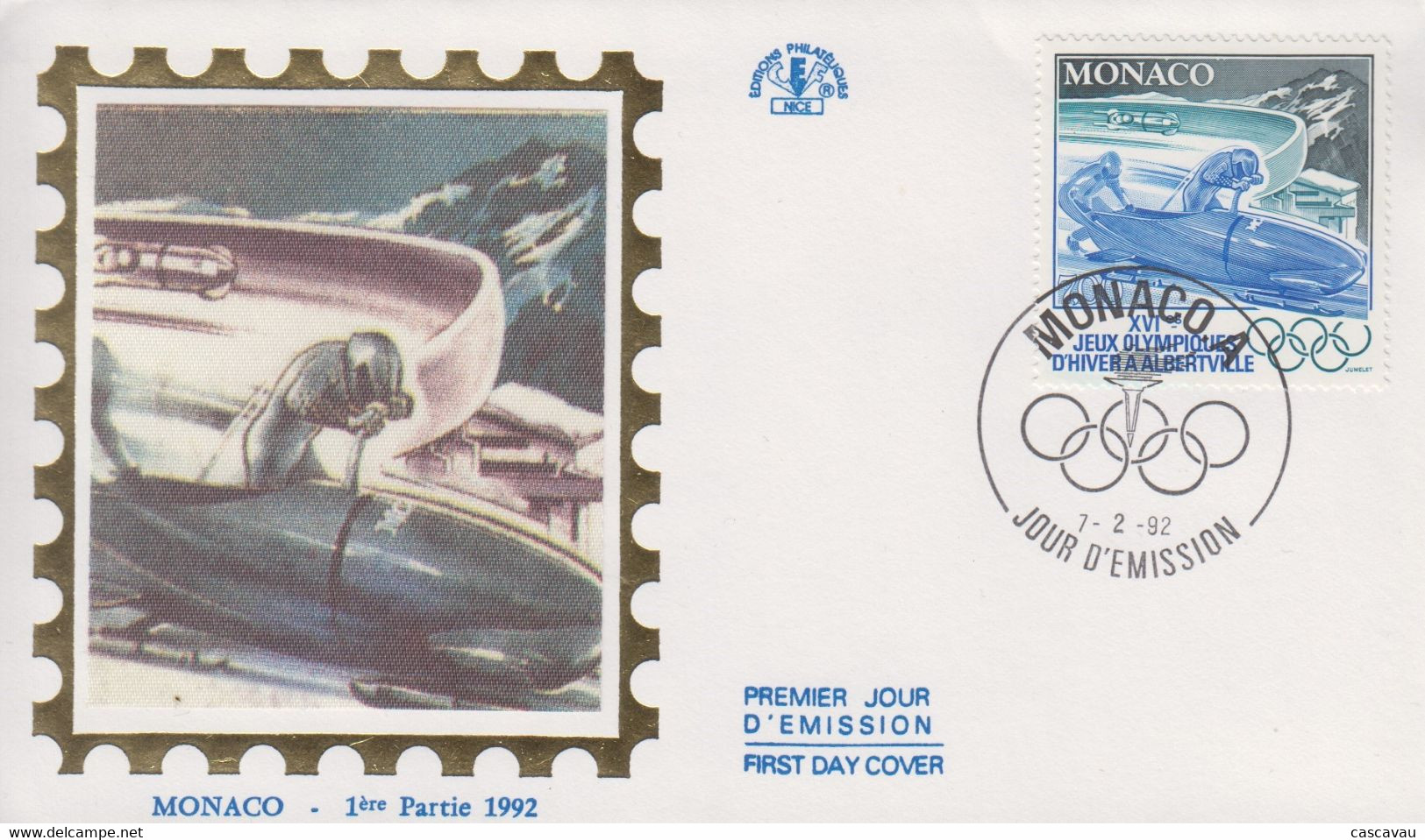 Enveloppe  FDC   1er  Jour   MONACO   Jeux   Olympiques   D' ALBERTVILLE    1992 - Winter 1992: Albertville