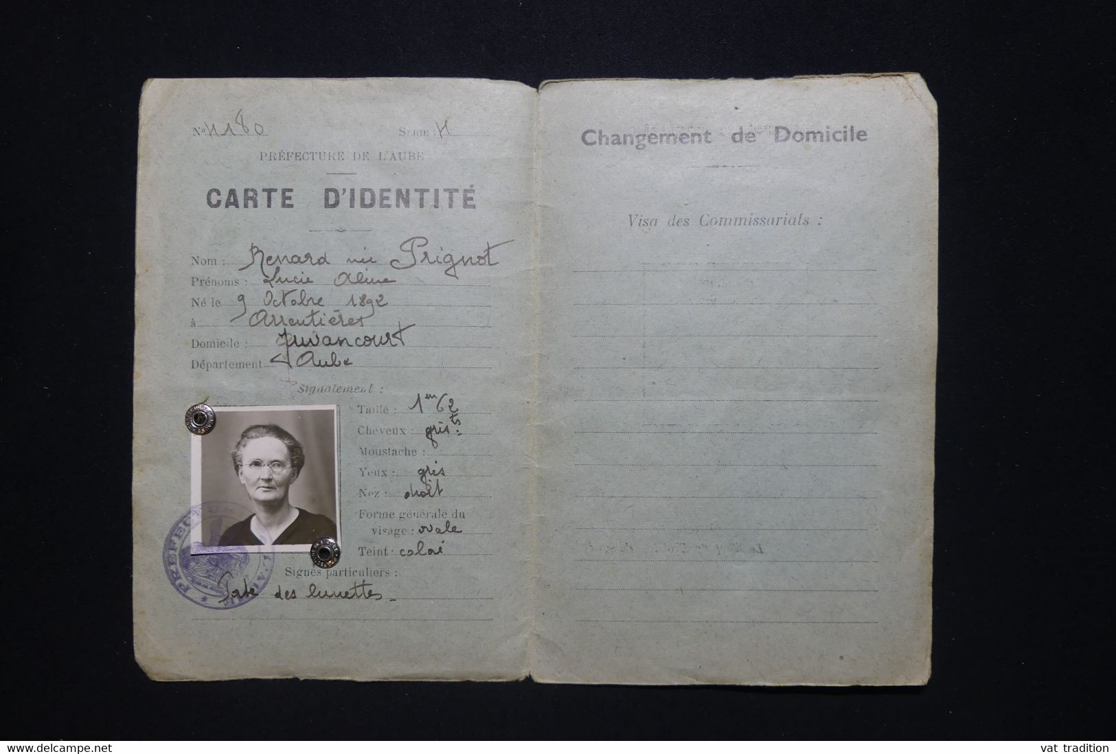 FRANCE - Carte D'Identité Délivrée En 1939 à Troyes  -  L 96440 - Collections