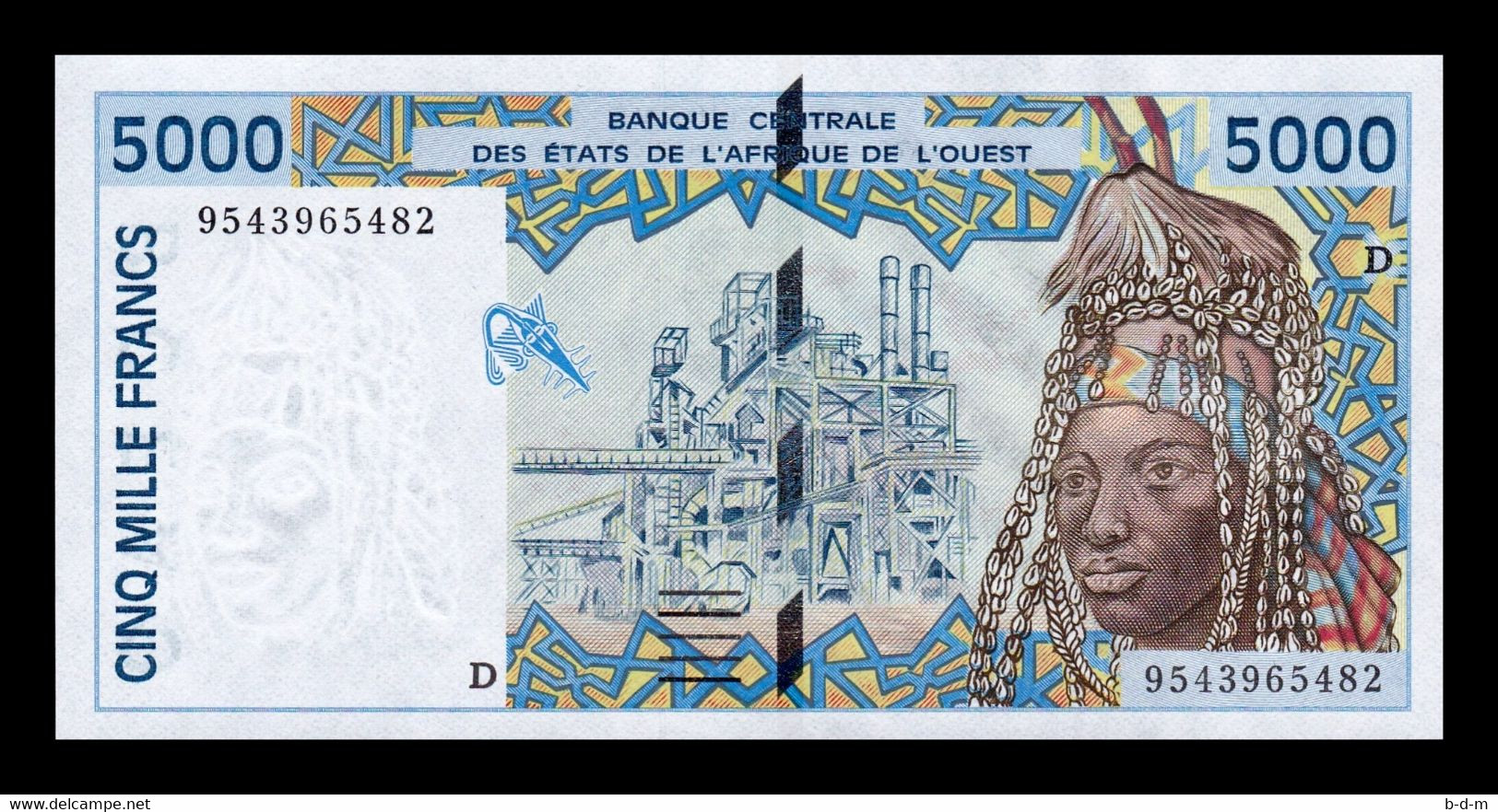 West African St. Mali 5000 Francs 1995 Pick 413Dc SC UNC - Malí