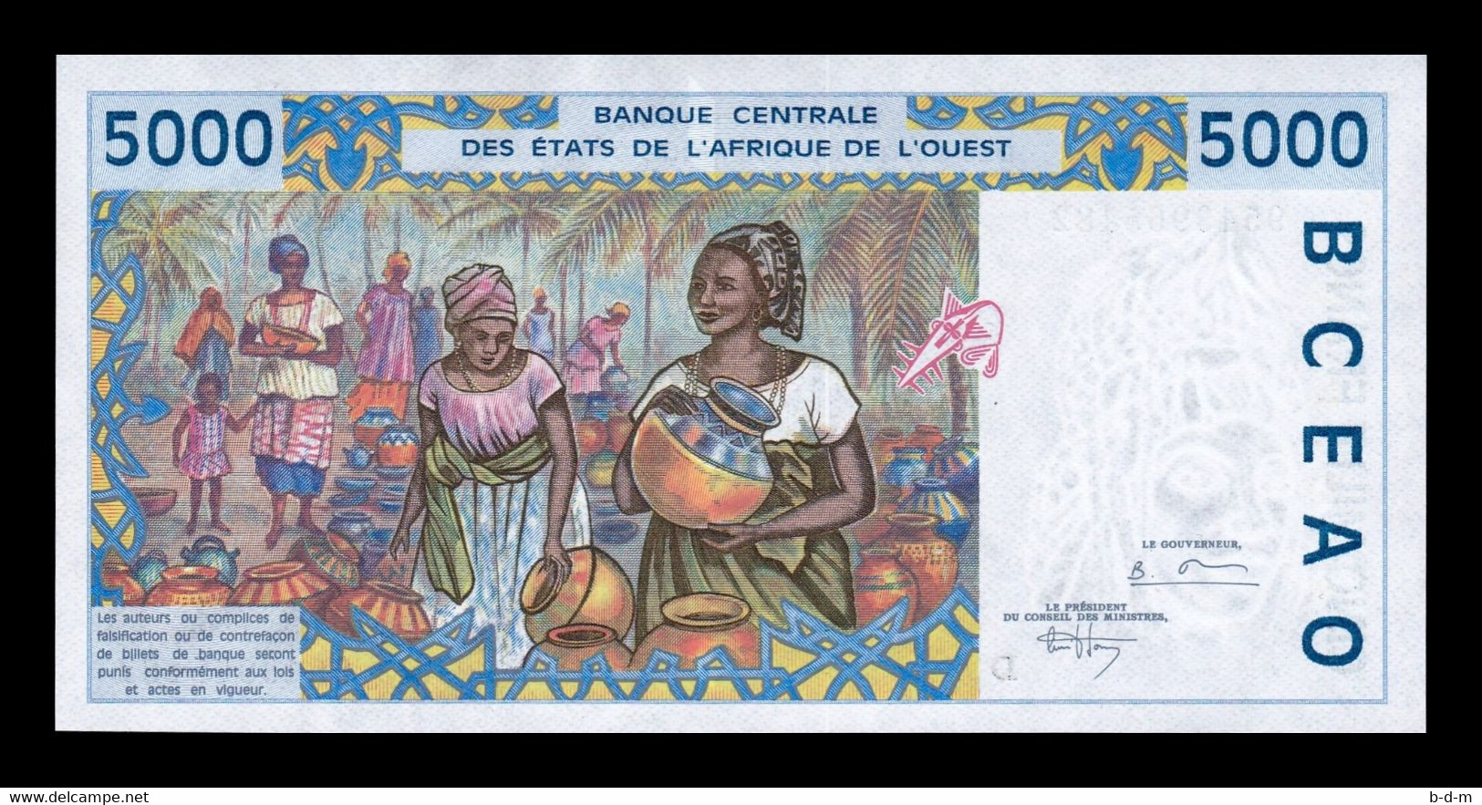 West African St. Mali 5000 Francs 1995 Pick 413Dc SC UNC - Mali