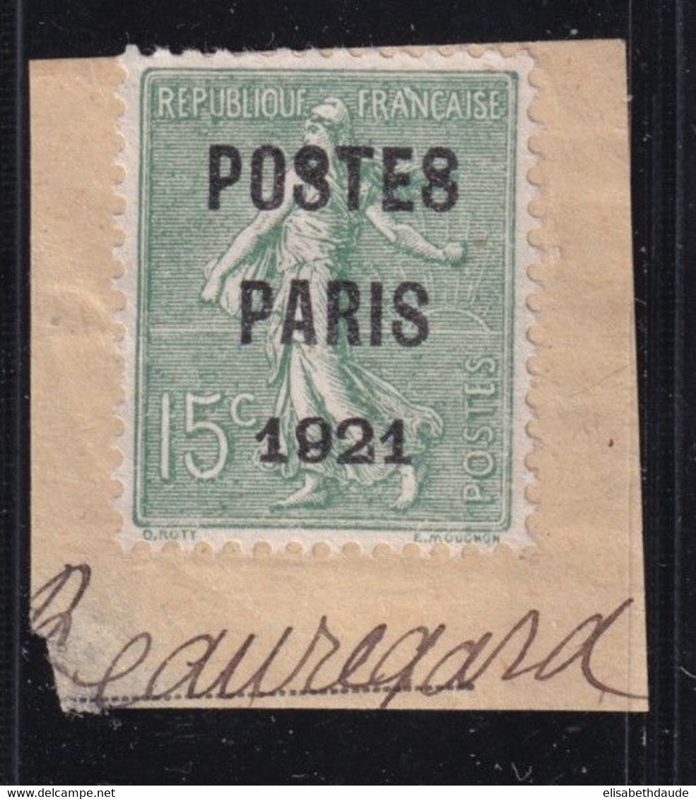 SEMEUSE PREOBLITERE PARIS 1921 VARIETE RARE "PO8TE8"  - YVERT N°28c Sur FRAGMENT - COTE = 700 EUR. - 1893-1947