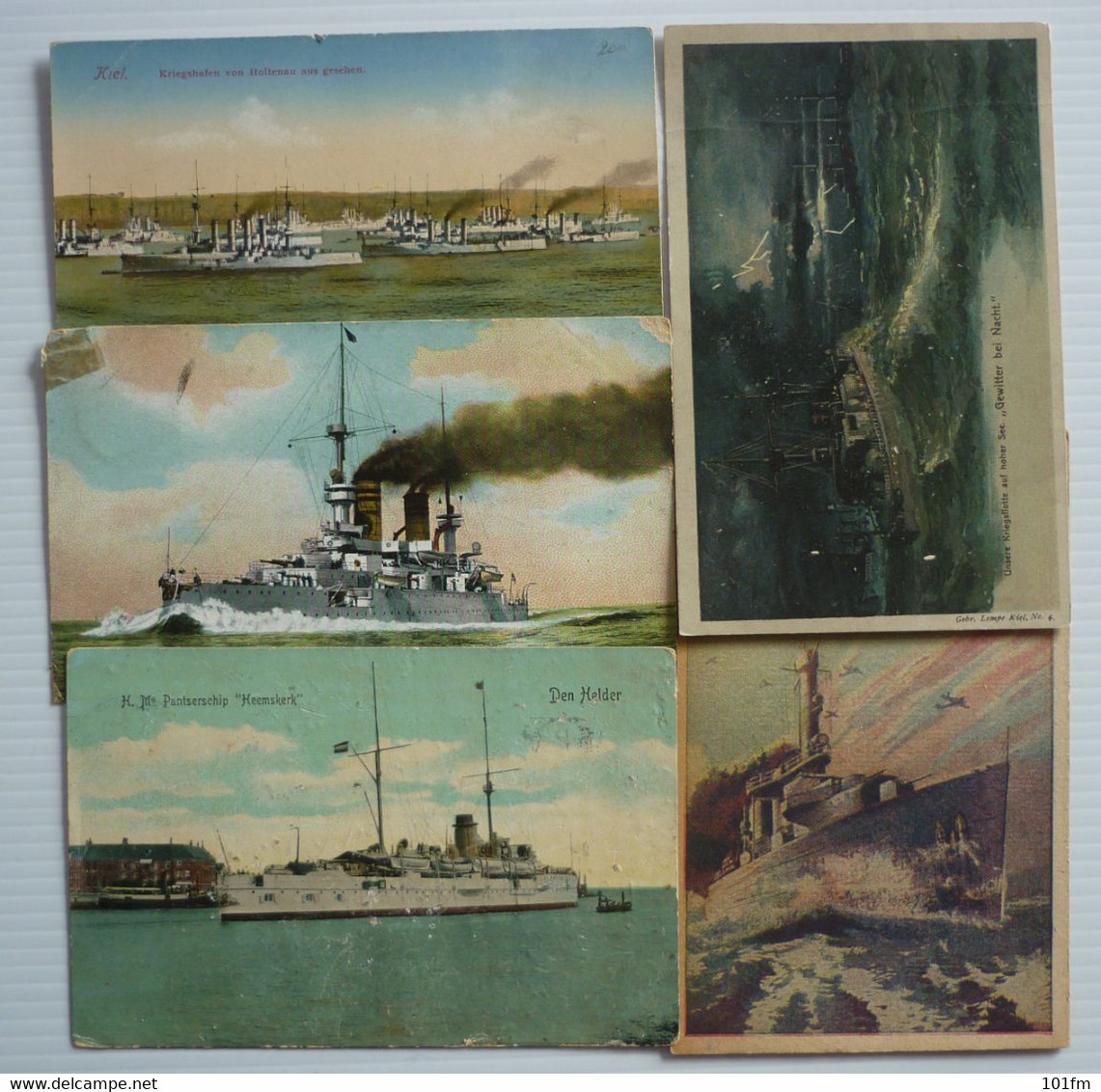 LOT 5 WAR SHIPS , OLD POSTCARDS - Krieg