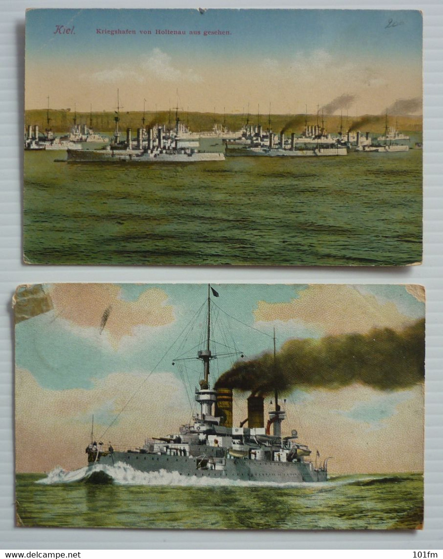 LOT 5 WAR SHIPS , OLD POSTCARDS - Guerre