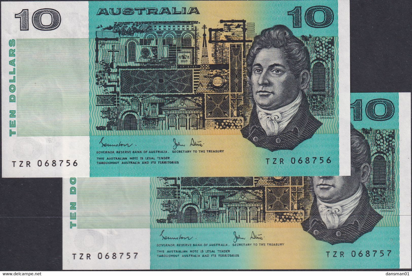 AUSTRALIA 1983 $10 Banknote Johnstone/Stone Almost Uncirculated Pair - 1974-94 Australia Reserve Bank (paper Notes)