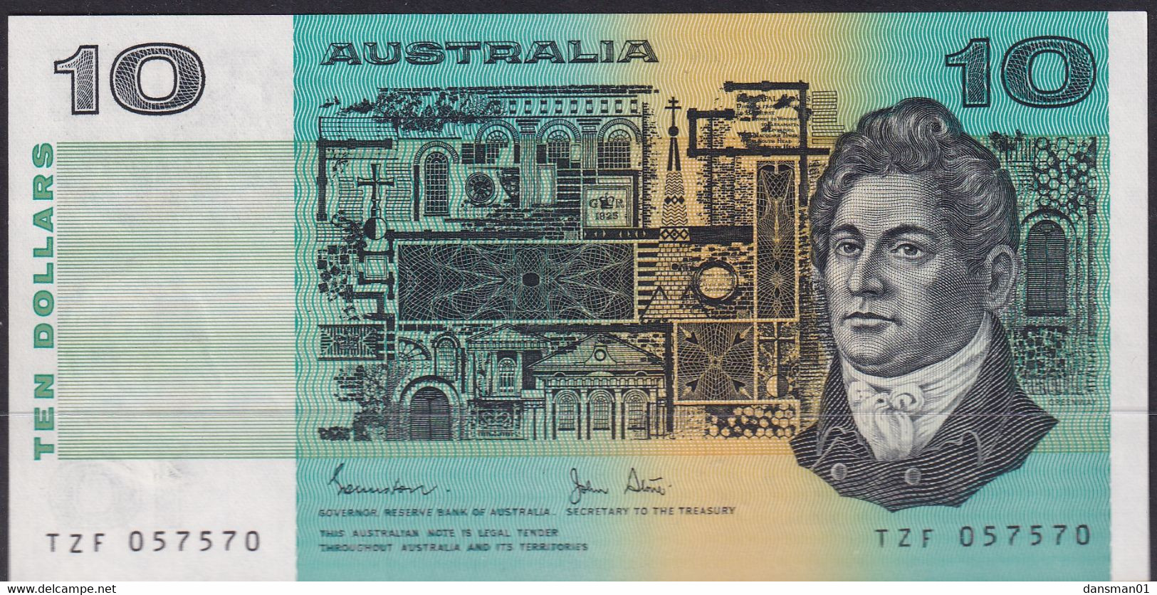 AUSTRALIA 1983 $10 Banknote Johnstone/Stone Almost Uncirculated TZR068755 - 1974-94 Australia Reserve Bank (Banknoten Aus Papier)