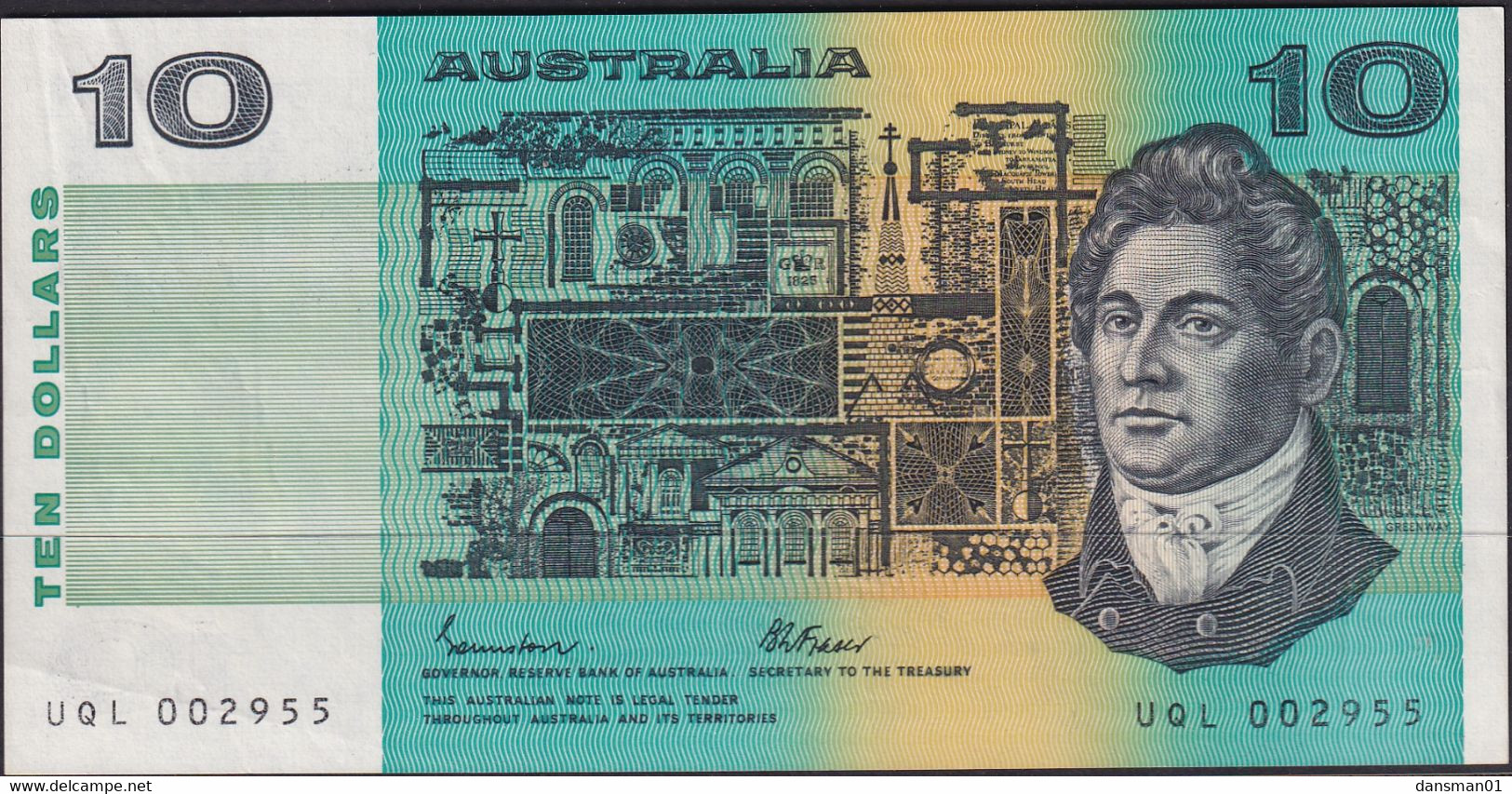 AUSTRALIA 1985 $10 Banknote Johnstone/Fraser Almost Uncirculated UQL 002955 - 1974-94 Australia Reserve Bank (paper Notes)