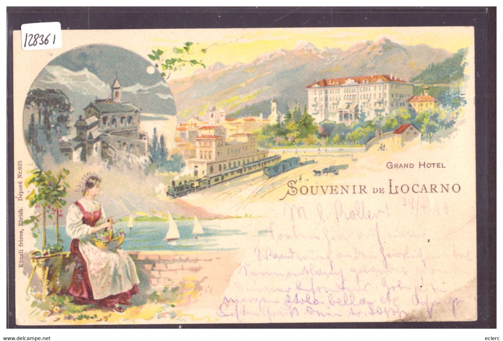 LOCARNO - GRAND HOTEL - LITHO - B ( 2 TROUS D'EPINGLE A GAUCHE ) - Locarno