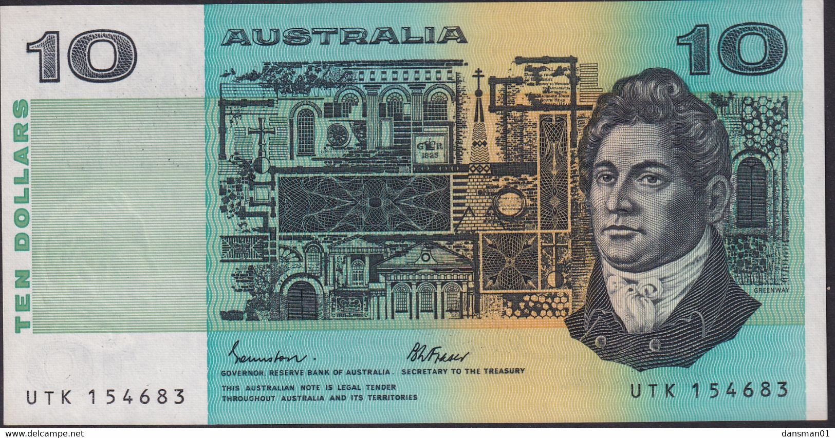 AUSTRALIA 1985 $10 Banknote Johnstone/Fraser Uncirculated UTK 154683 - 1974-94 Australia Reserve Bank