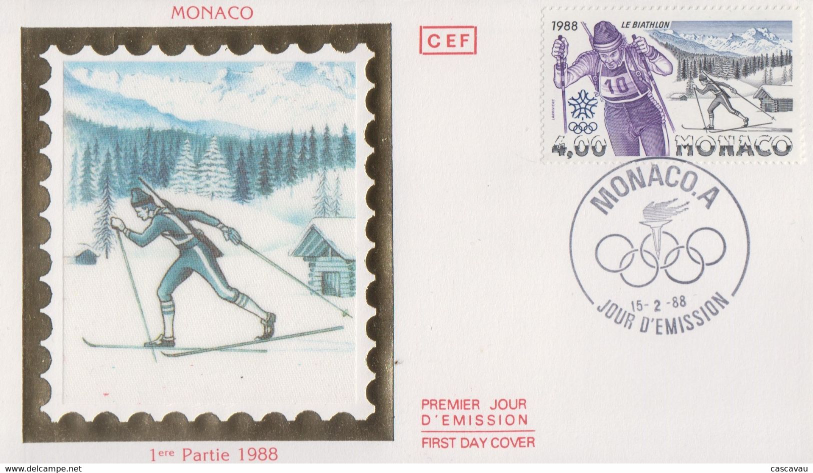 Enveloppe  FDC  1er  Jour   MONACO    JEUX   OLYMPIQUES     CALGARY    1988 - Inverno1988: Calgary