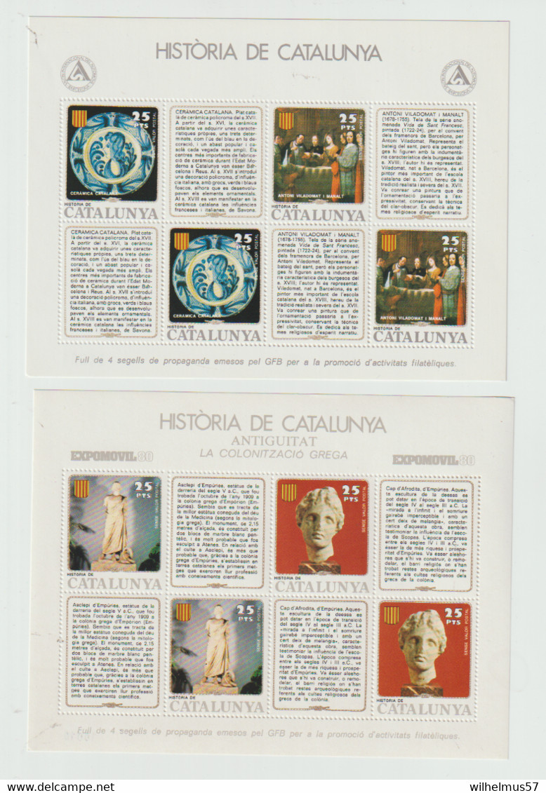 (W634) Historia De Catalunya . Set Of 10 Blocs MNH - Feuillets Souvenir