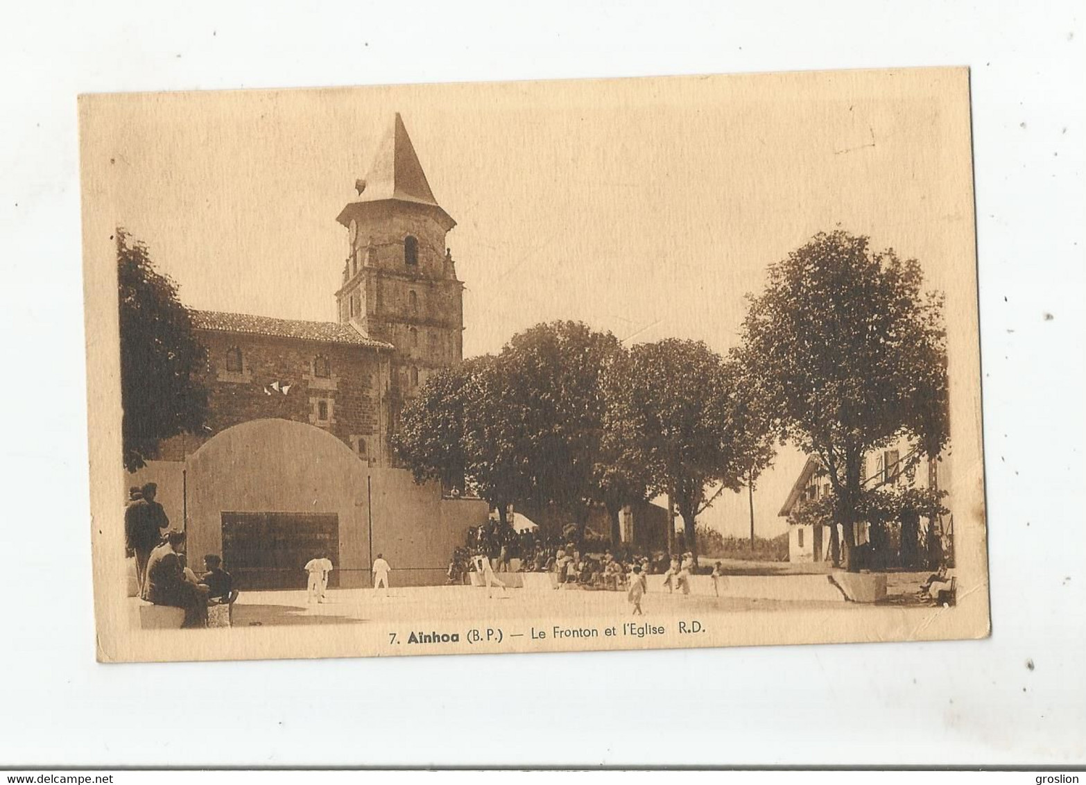 AINHOA (B P) 7 LE FRONTON ET L'EGLISE (PARTIE DE PELOTE)  1941 - Ainhoa