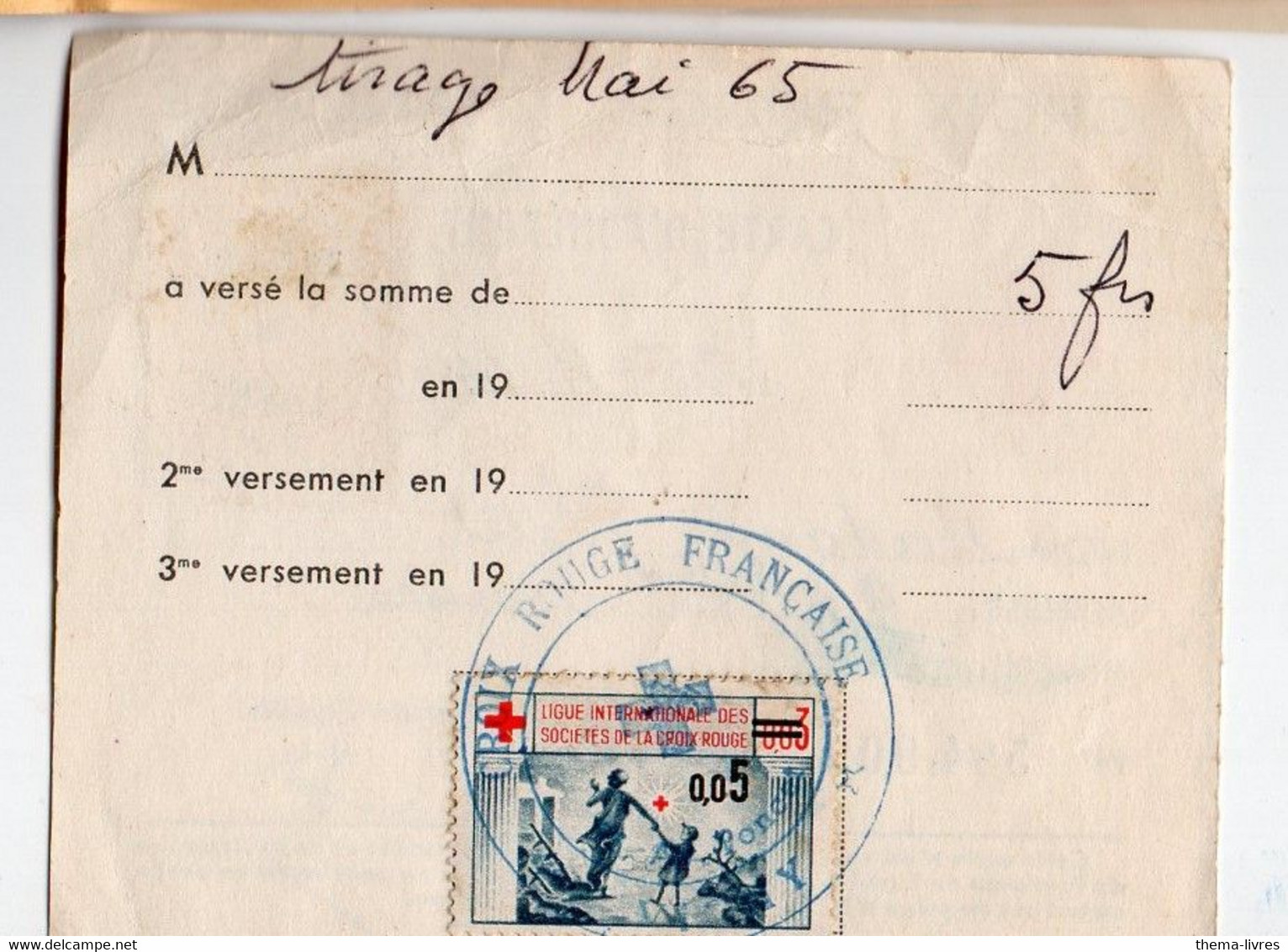 Croix-rouge :  Carte D'adhérent 1964 Avec 2 Vignettes Recto Et Verso  (PPP28428) - Red Cross