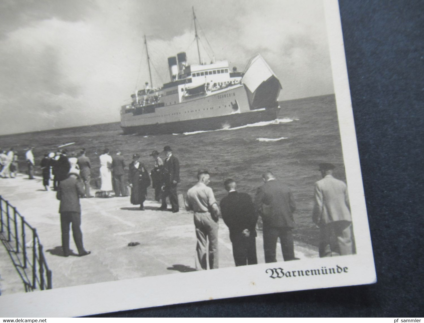 3.Reich 1938 Echtfoto AK Aus Deutschen Landen Warnemünde Hafeneinfahrt Mit Der Fähre SST Ostseebad Müritz Nach Salzburg - Veerboten