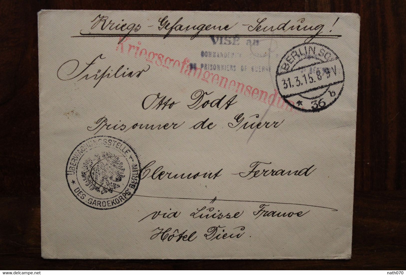 1915 KRIEGSGEFANGENENPOST Prisonnier De Guerre POW Cover WW1 WK1 Censure - Cartas & Documentos