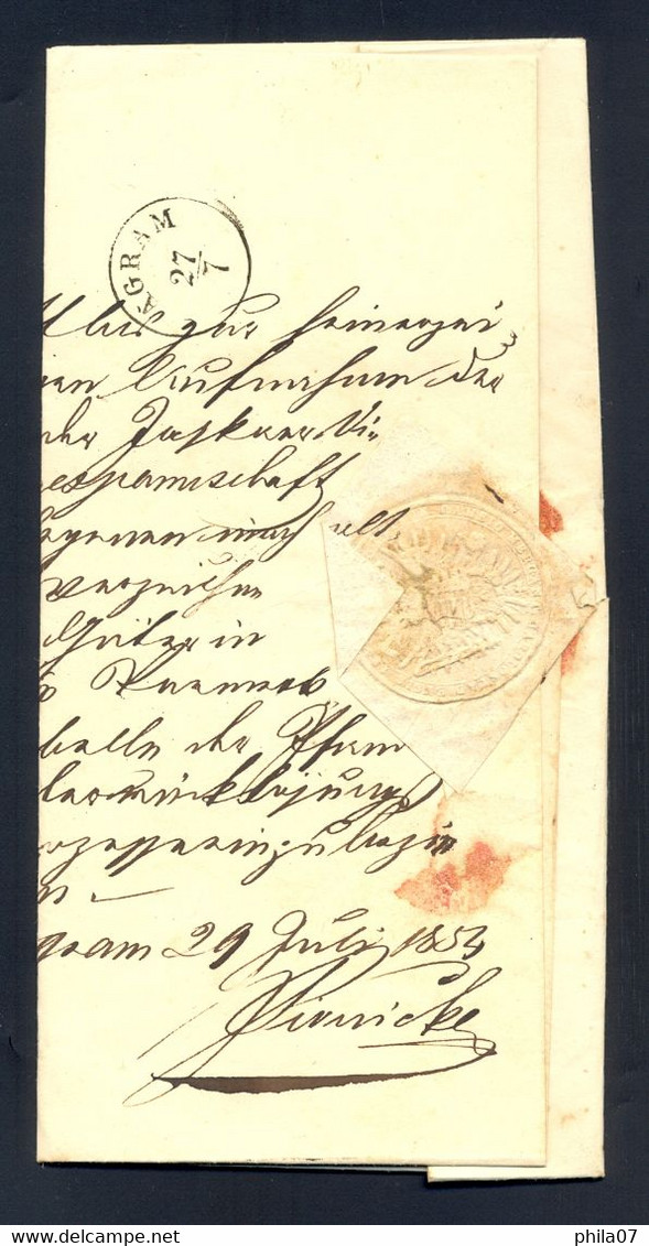 Austria, Croatia Before 1918 - Letter With Content, Sent From Karlstad (Karlovac) To Agram (Zagreb) 26.07. 1854. - Covers & Documents