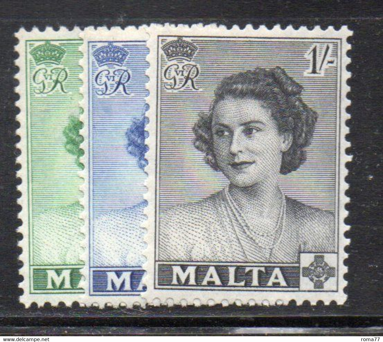 APR1074 - MALTA 1950 , Royal Visit N. 222/224  *** MNH  (2380) - Malte