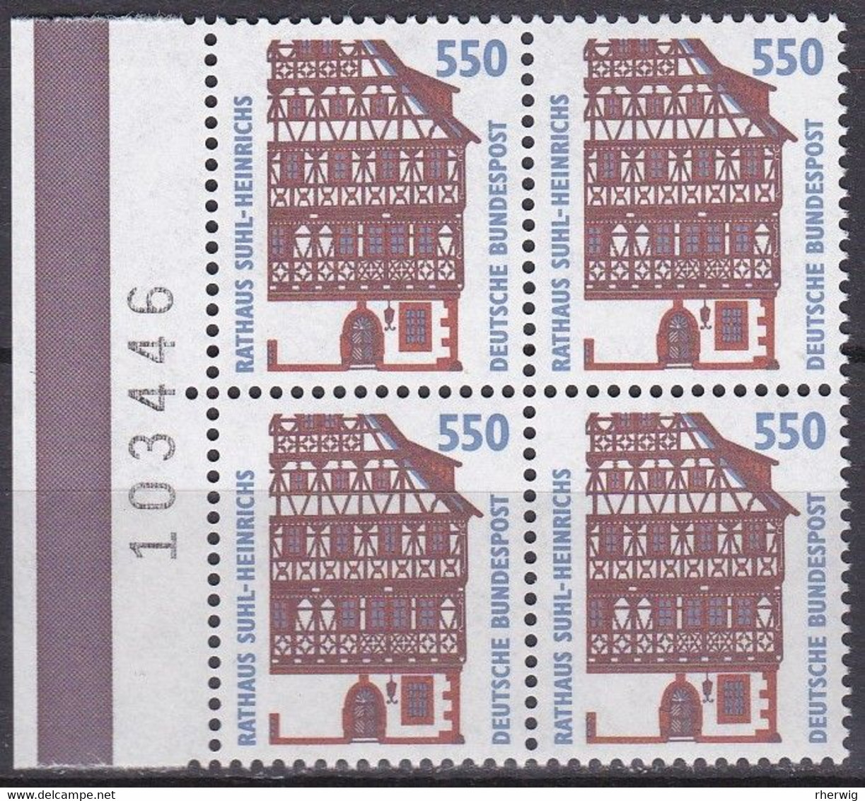 BRD, 1994, Sehenswürdigkeiten (XVII) Mi. Nr. 1746** ,  Viererblock Mit Bogenzähler - Unused Stamps