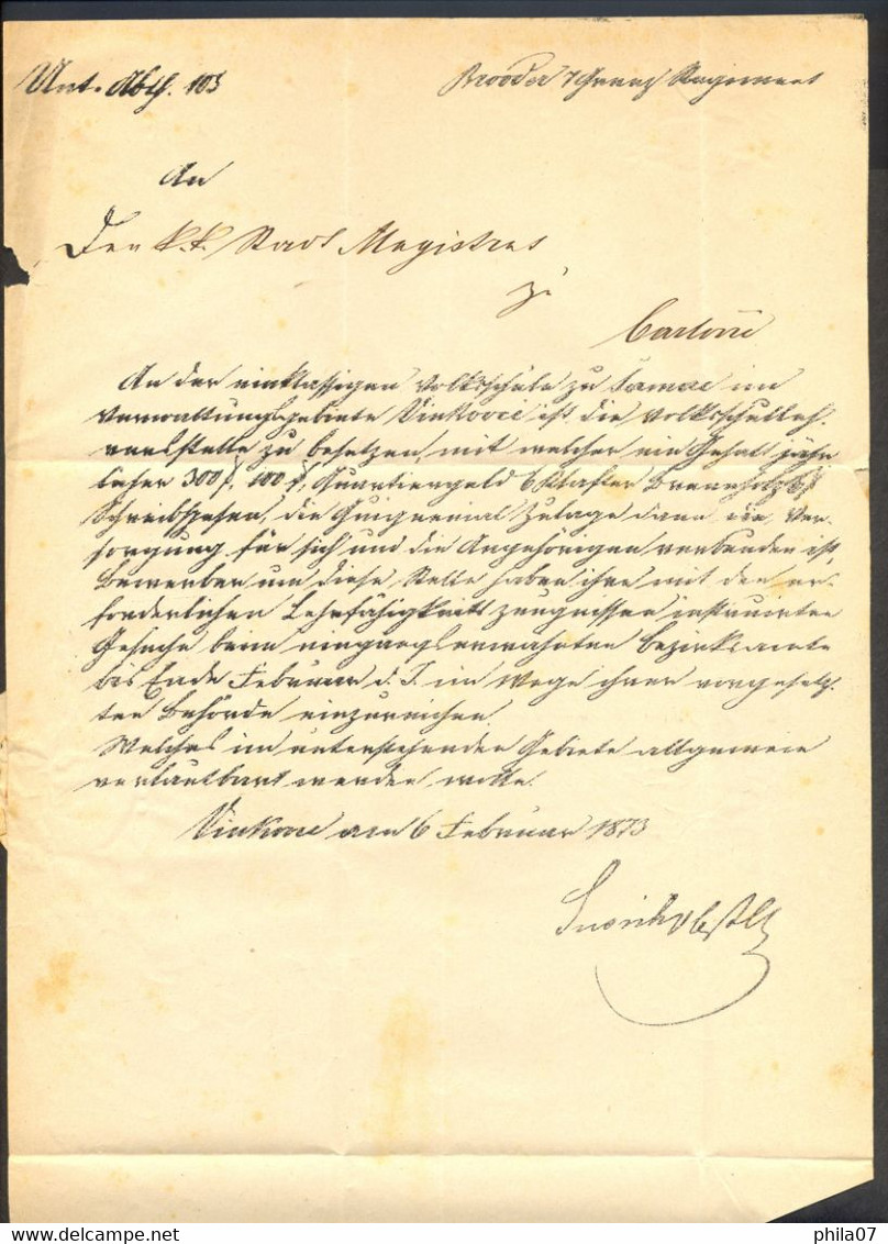 Austria, Hungary, Croatia - Letter With Complete Content Sent From Vinkovce To Karlovitz 12.02. 1875. - Brieven En Documenten