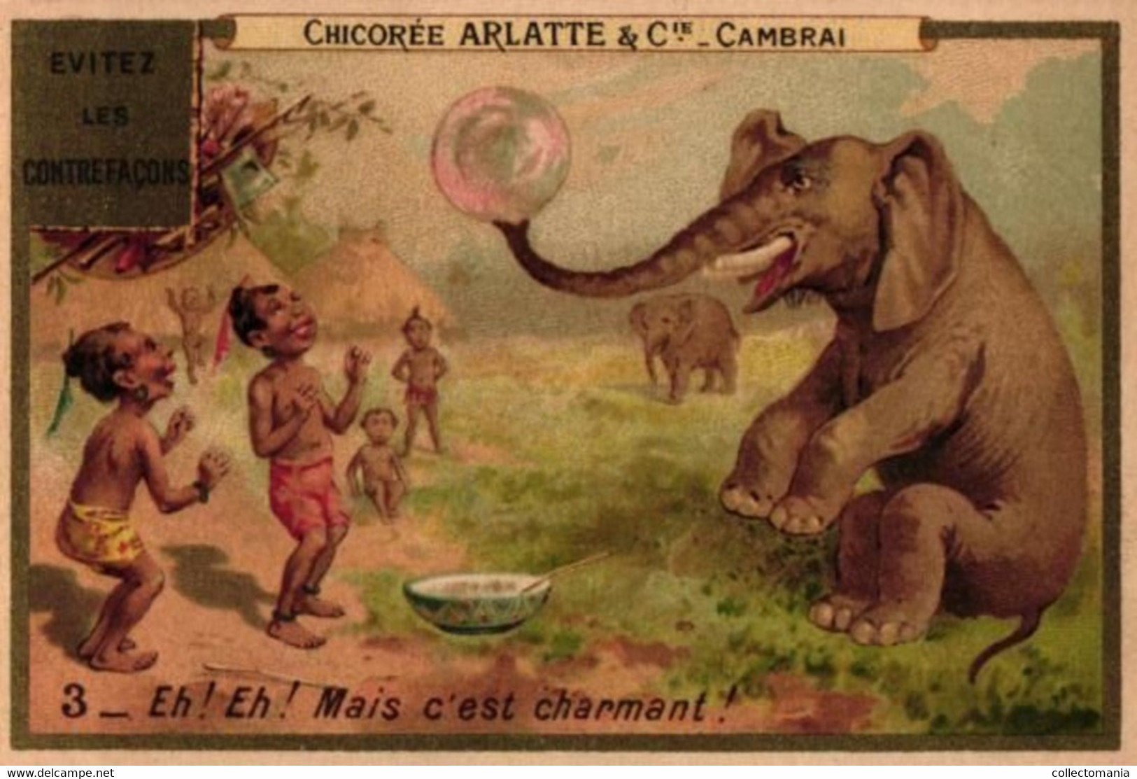 6 Cartes Chromo Serie  Chicorée  Arlatte & C° Cambrai Bulbes De Savon Soap Bubbles Zeep Bellen  Eléphant - Other & Unclassified